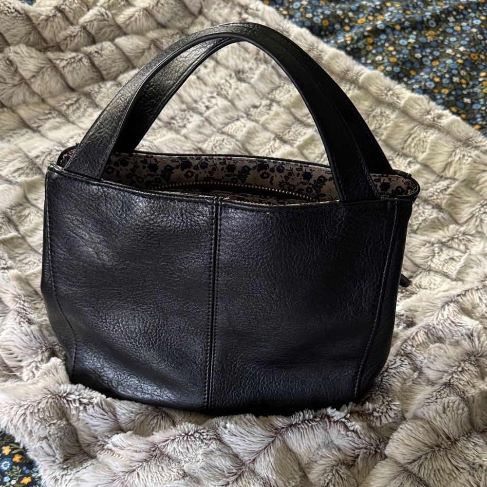 Joy Susan Black Leather Top-Handle Shoulder Bag